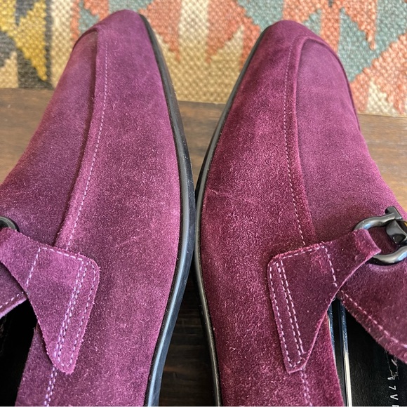 Salvatore Ferragamo Men\'s Burgundy Suede Bit Loafers